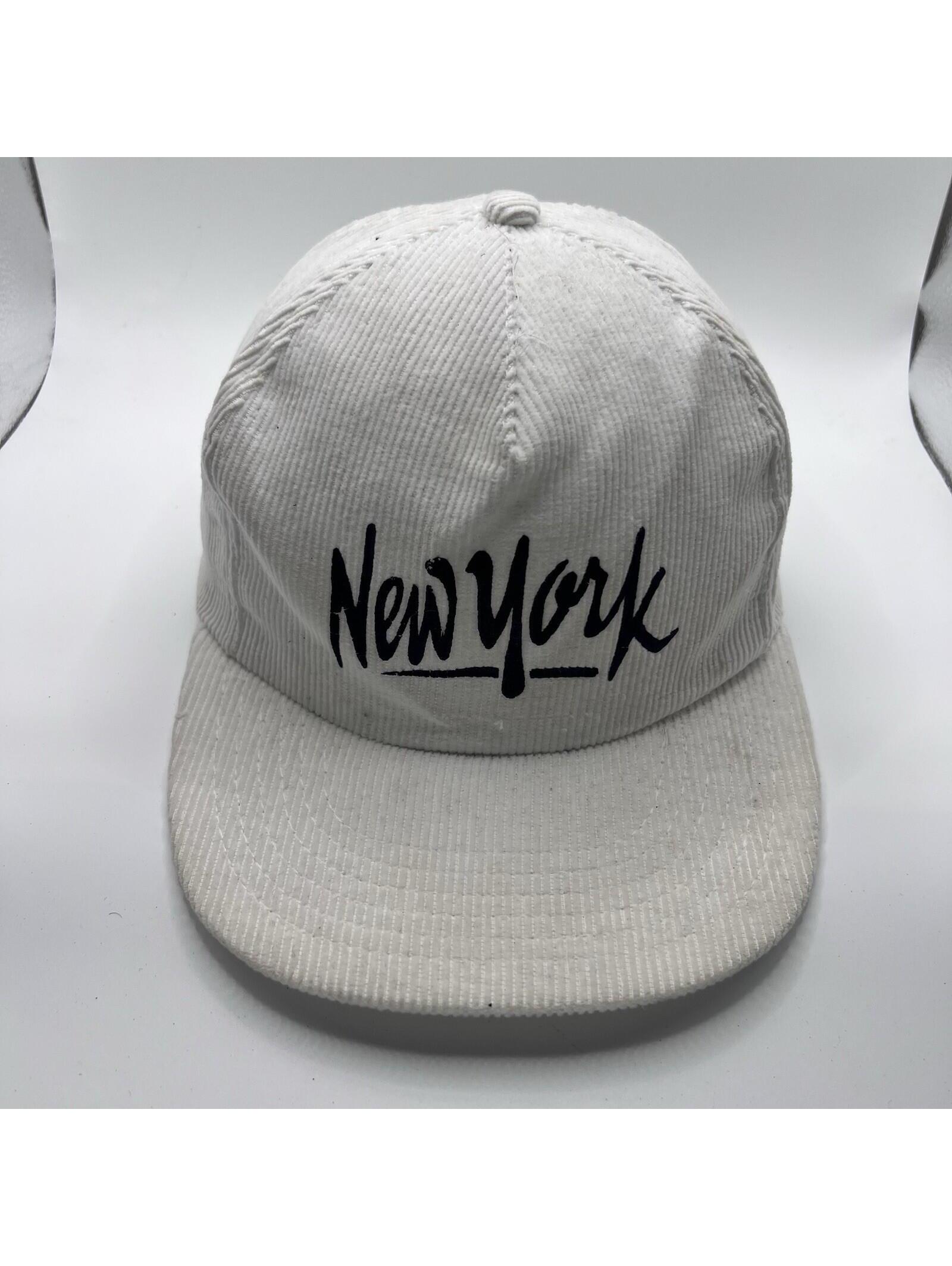 Vintage 90s New York Destination Corduroy Adjustable Snapback Trucker Hat Cap